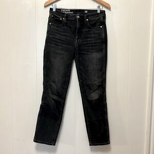 Womens J Crew vintage slim straight washed black jean size 28